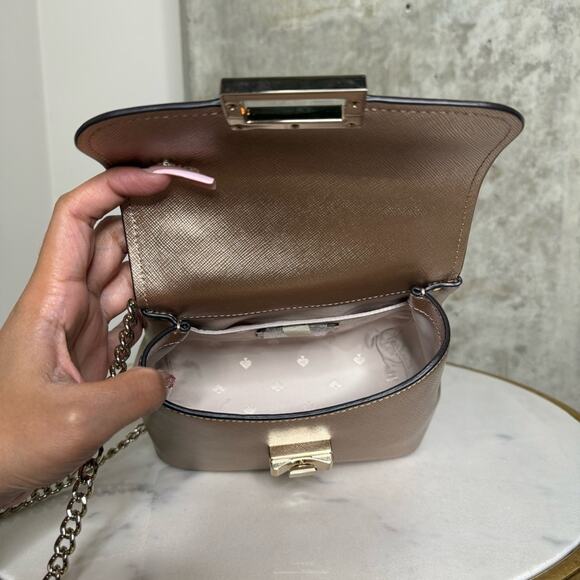 Kate Spade Rose Gold Top Handle Mini Satchel in Metallic Saffia Glittering - Picture 14 of 14